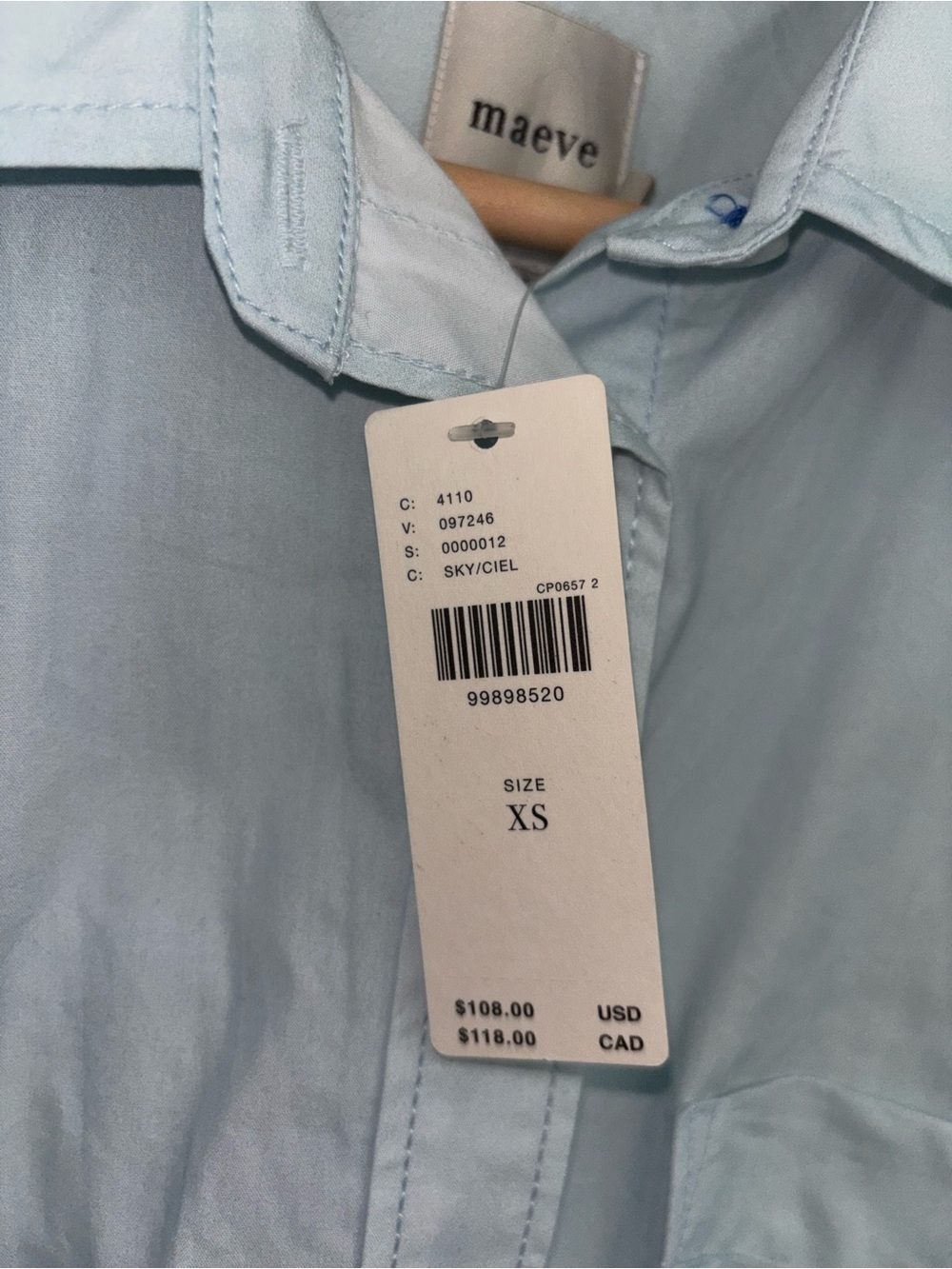 NWT retail $108 size XS #Anthropologie, #Maeve. The Bennet button down shirt. - Picture 6 of 6